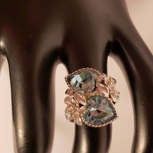 Vintage 1990s  Aquamarine Silvertone Ring